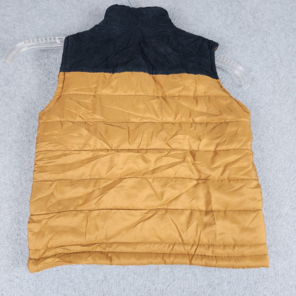 Eddie Bauer Puffer Vest Kids 4T Yellow Navy Blue Colorblock Corduroy Yoke Zip Up - Picture 4 of 8